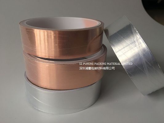 satın al İletken Yapışkanlı EMI Koruyuculu 0.01mm Pürüzsüz Bakır Folyo Bant Çevrimiçi üretim
